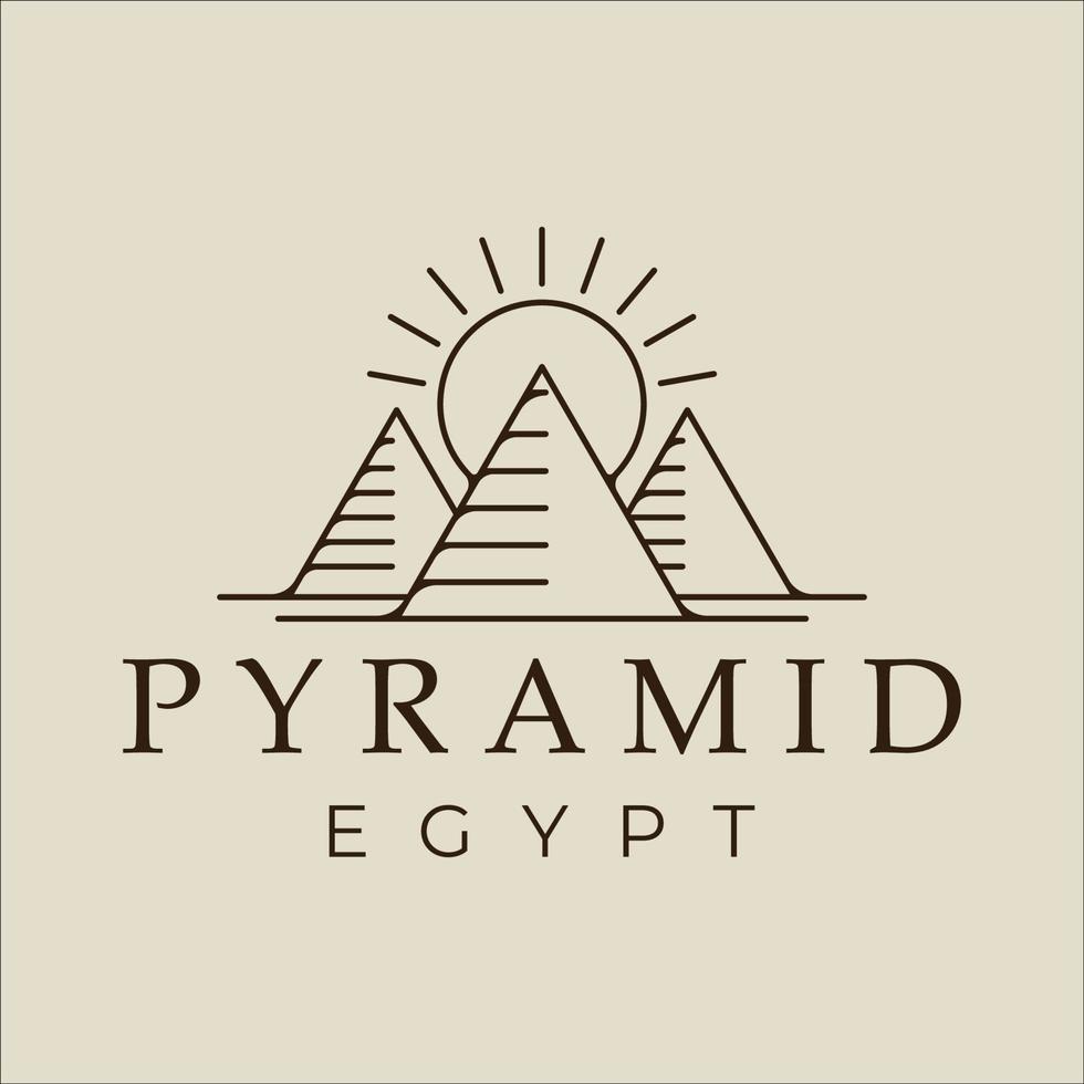 pirámide logo línea arte vector simple ilustración plantilla icono diseño gráfico. signo o símbolo de destino de egipto para negocios de viajes con concepto minimalista