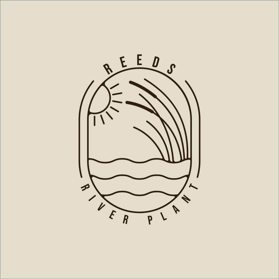 river plant reed logo line art vector simple illustration template icon graphic design. cattails grass nature sign or symbol for environment natural concept with badge and typography