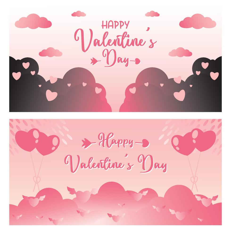 Valentine's day concept background. Heart and cloud vector illustration. Cute sale banner or greeting card