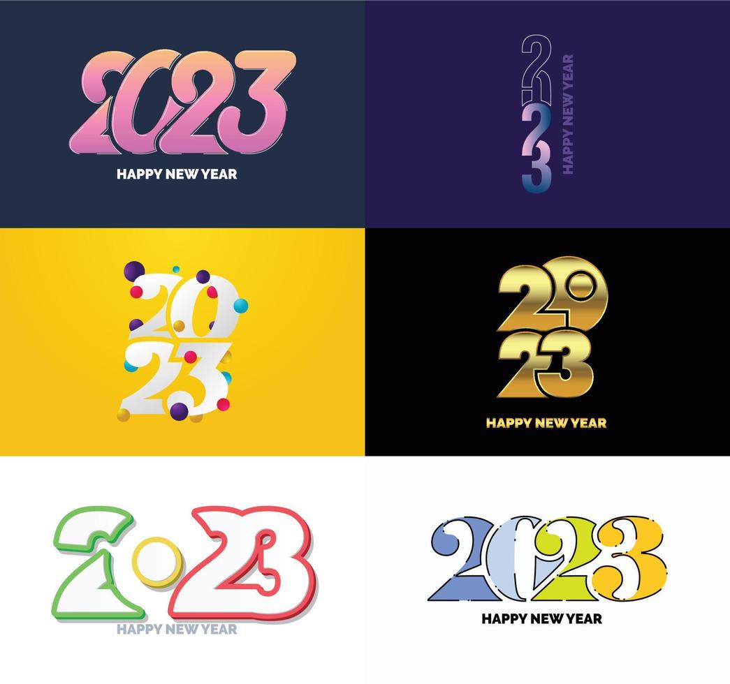 Big Set of 2023 Happy New Year logo text design 2023 number design template vector