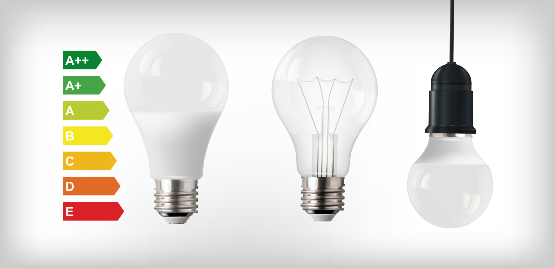 Vector illustration of the main types of electrical lighting