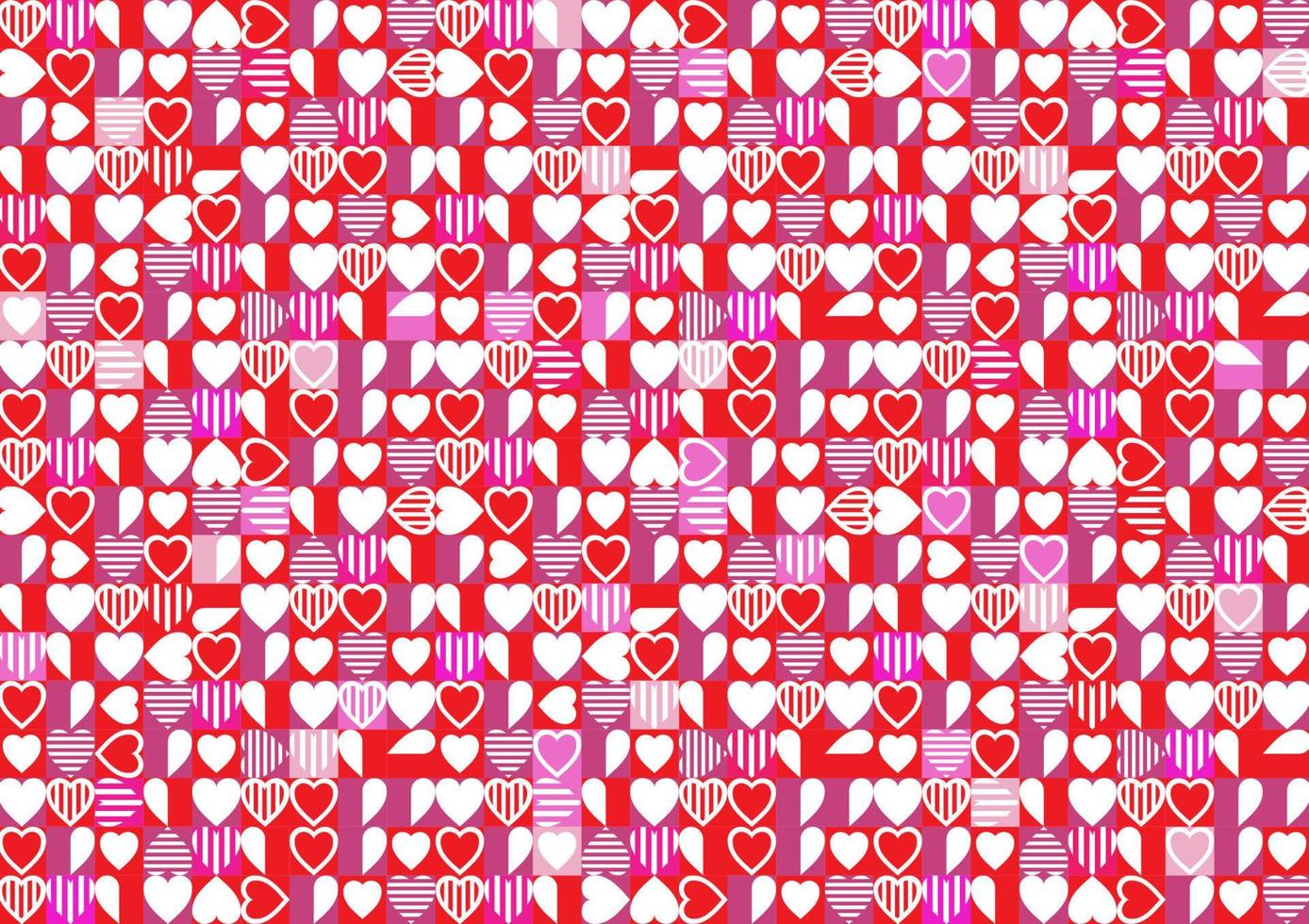 Red pink pixel heart random valentine's day background vector