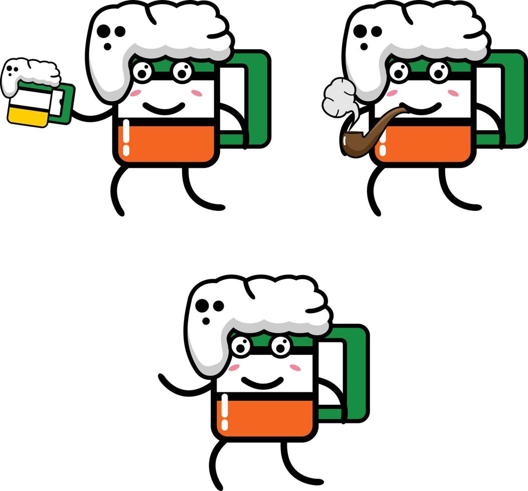 lindo personaje de cerveza vector