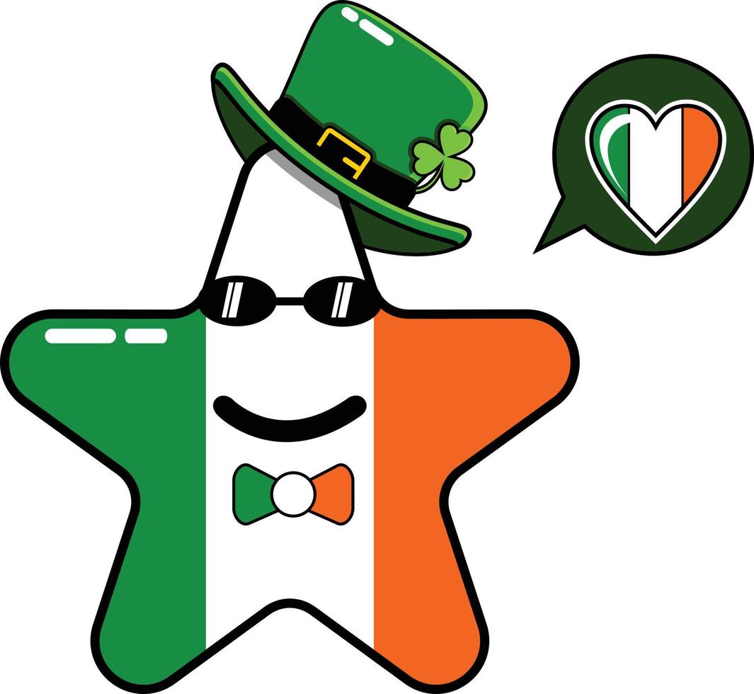 Graphic illustration of Irish leprechaun star design with love chat vector