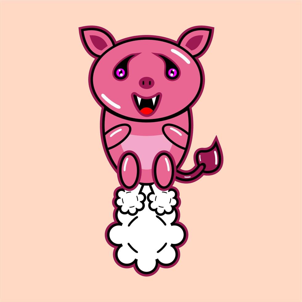 vector caracter of cute pig jumping fart