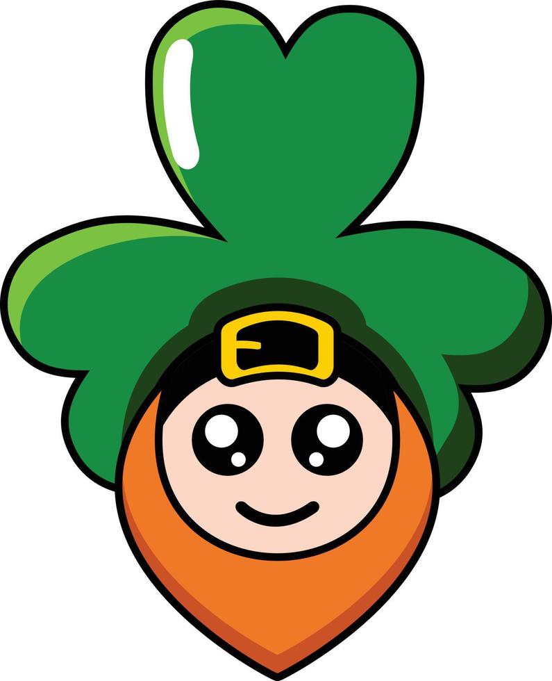 Hand drawn clover mascot design graphic illustration with face on white background vector