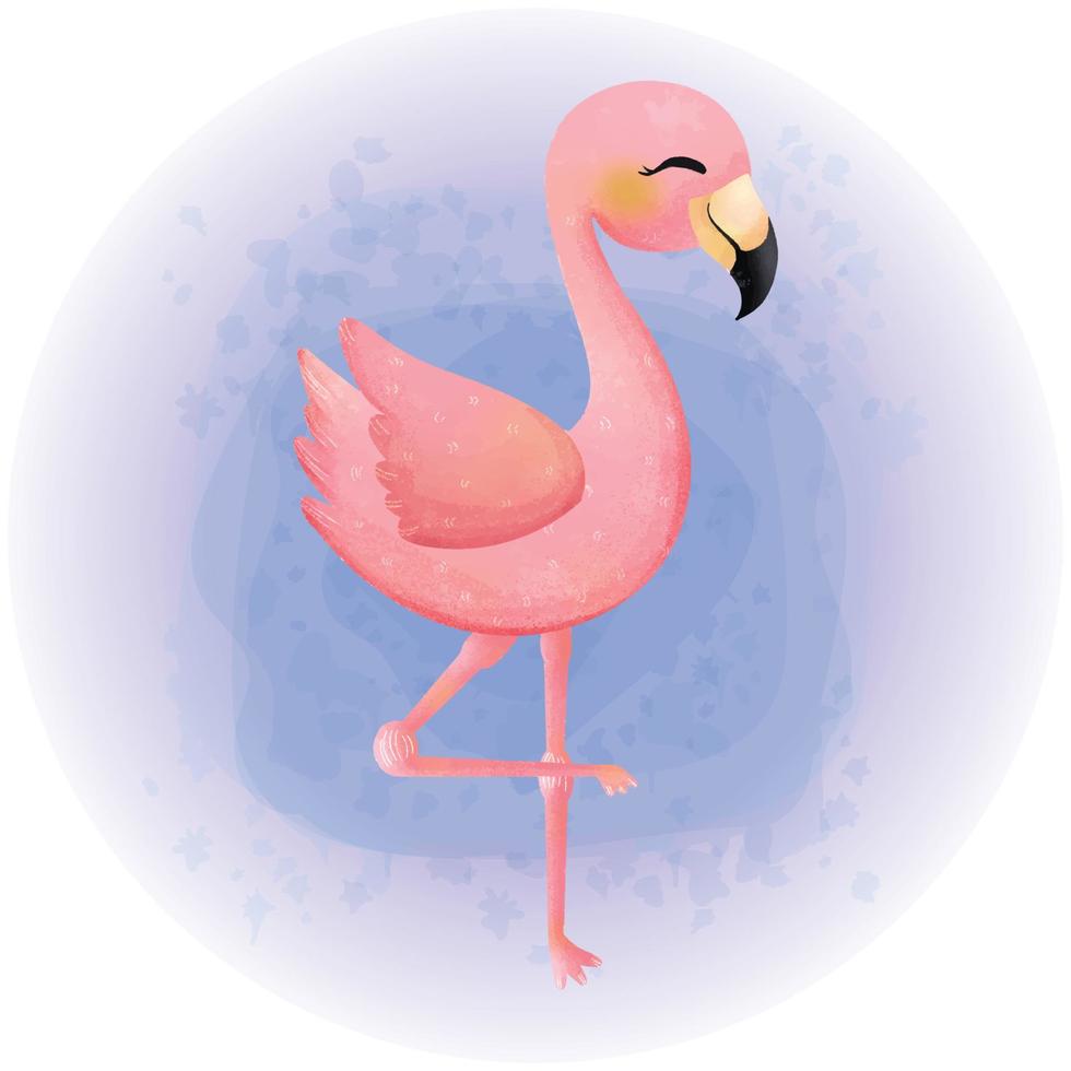 lindo personaje de dibujos animados de acuarela tropical flamingo 07 vector