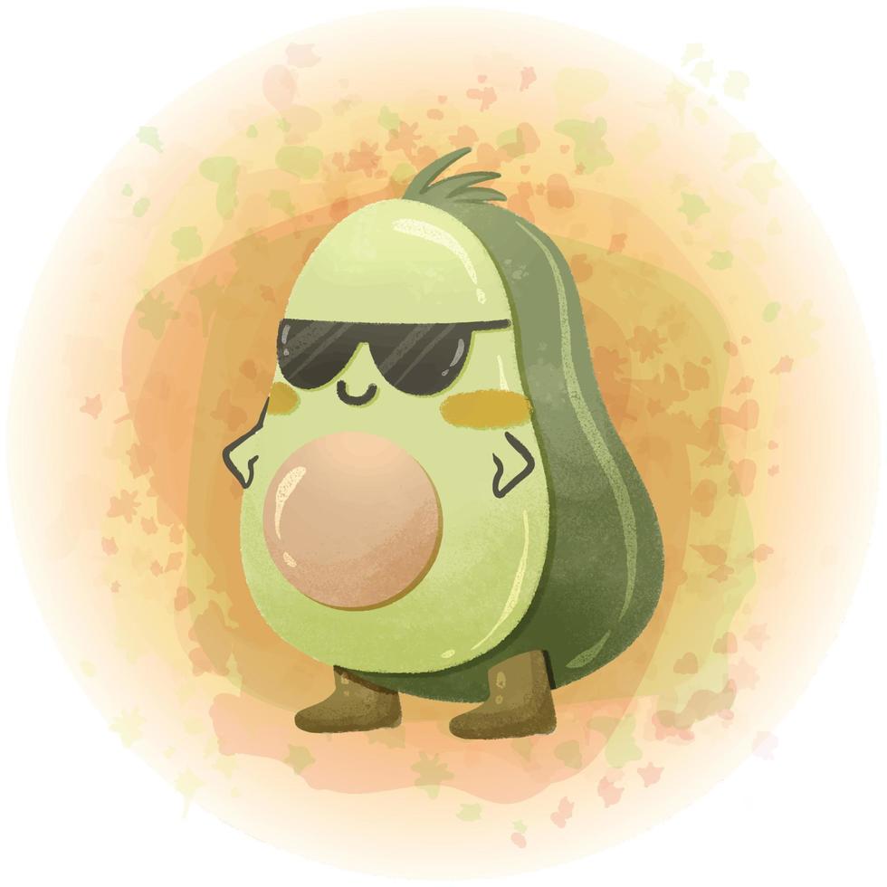 lindo personaje de dibujos animados de aguacate acuarela gráficos vectoriales 04 vector