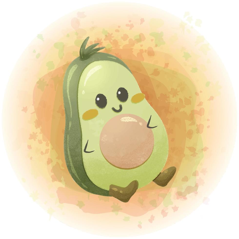 lindo personaje de dibujos animados de aguacate acuarela gráficos vectoriales 01 vector