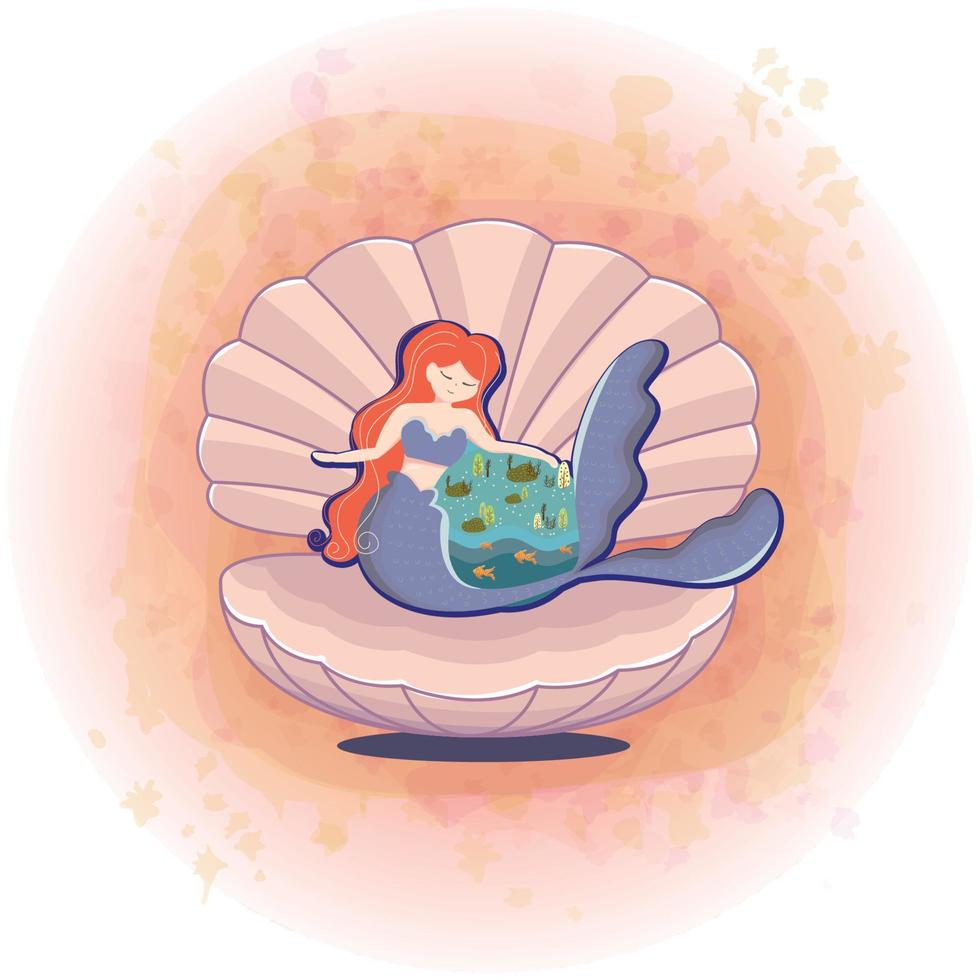 Mermaid as Mother Nature Protecting the Earth Vector Illustration Concept 08