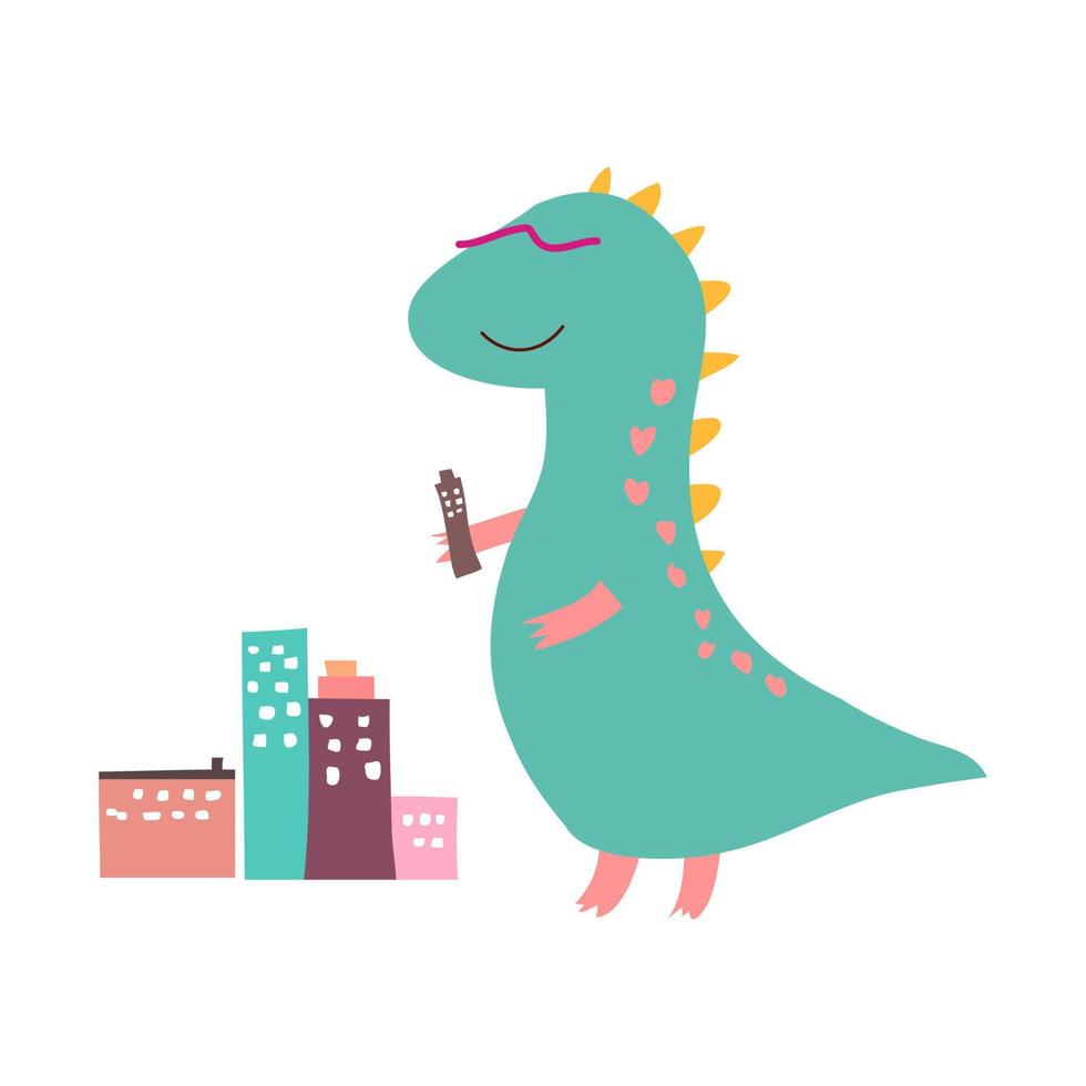 Cute Hand drawn Dinosaur, perfect for T-shirt and wallpaper vector
