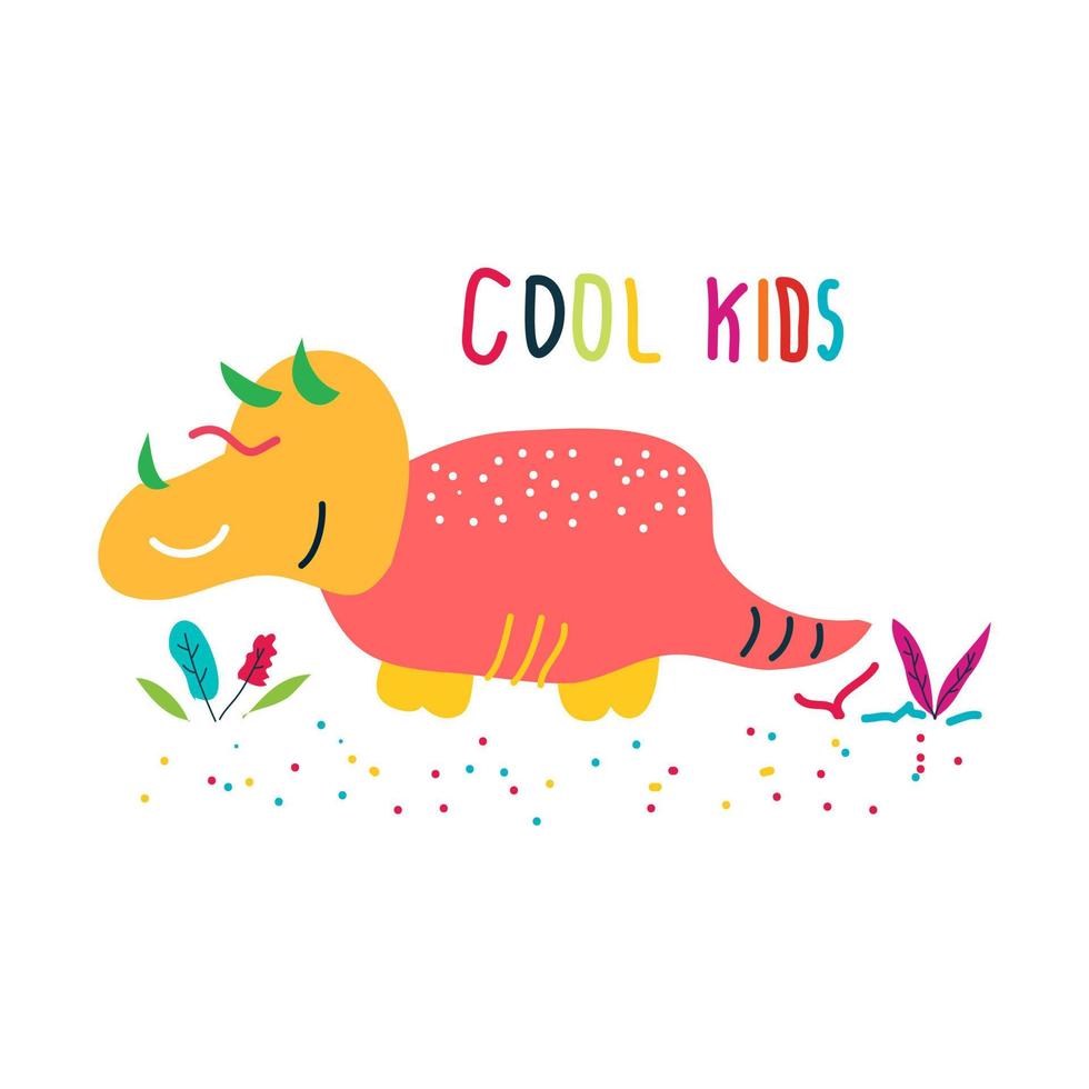 Cute Hand drawn Dinosaur, perfect for T-shirt and wallpaper vector