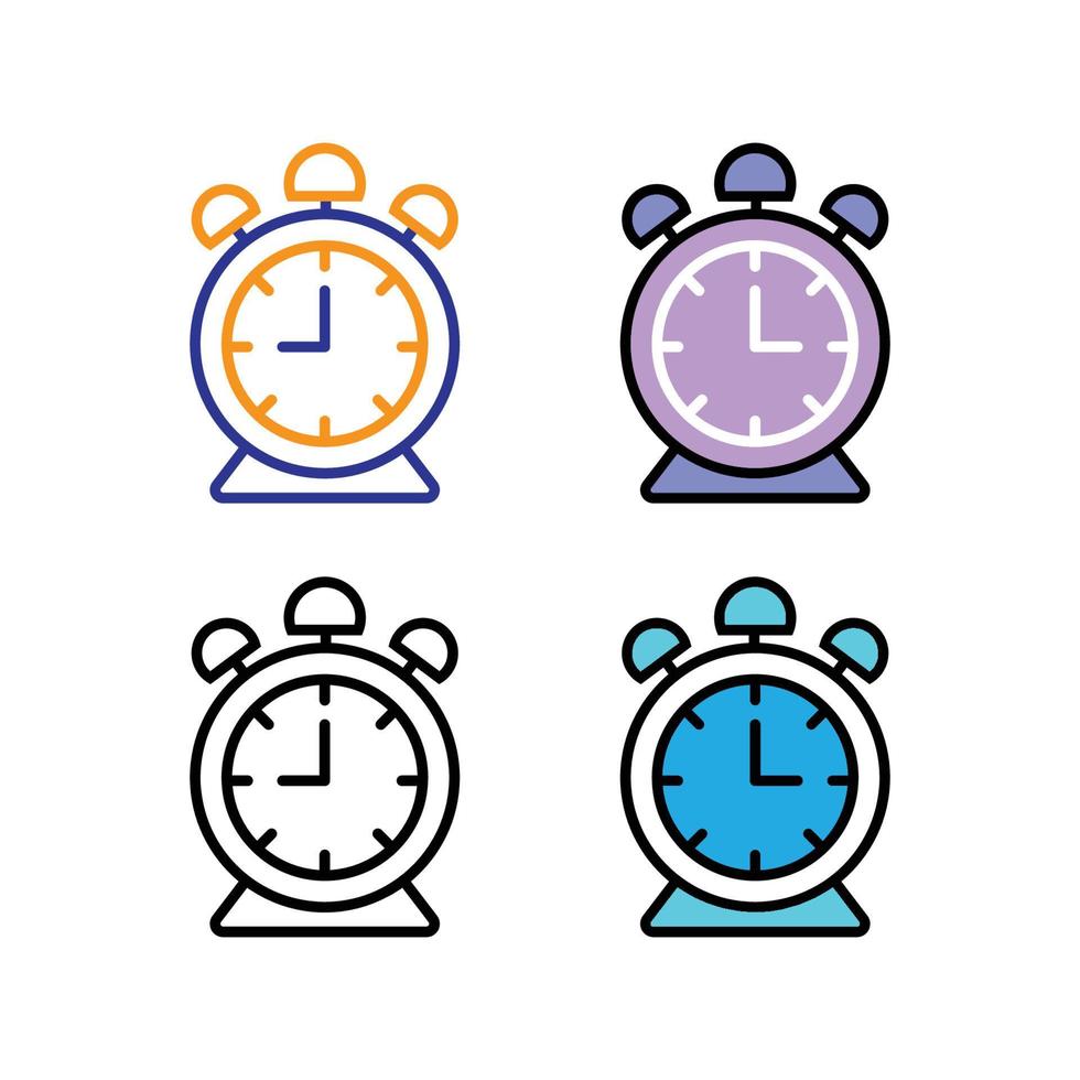 Alarm clock flat illustration set vector