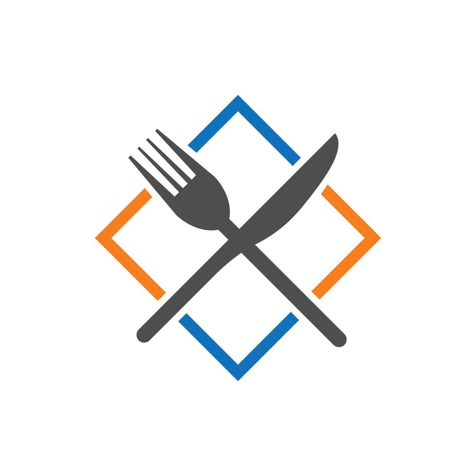 logo de comida con símbolo de cuchillo y tenedor vector