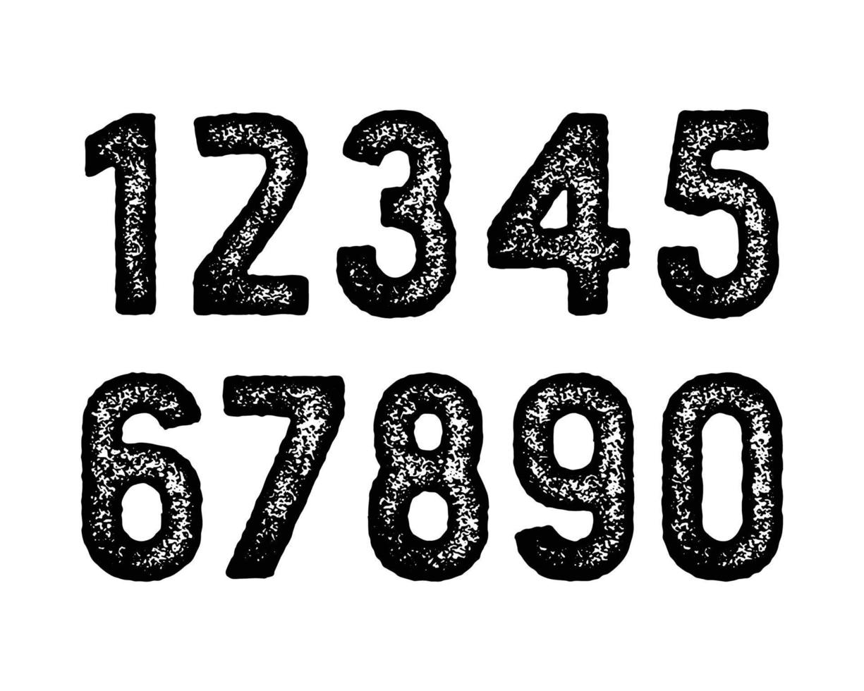 Distressed numeral 0-9 symbol illustration vector