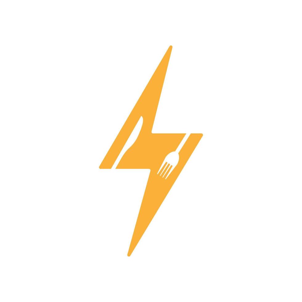 thunderbolt logo with fork and knife design illustration vector