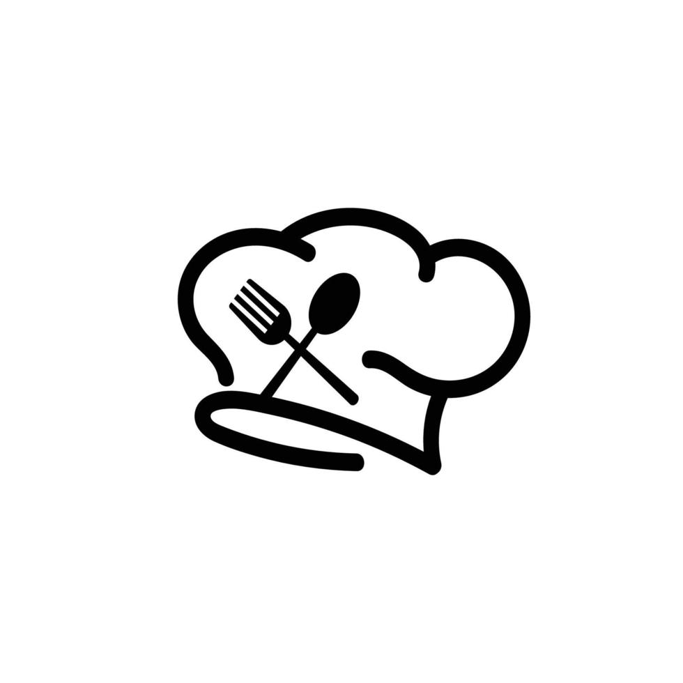 logo del chef con tenedor, cuchara y bigote vector