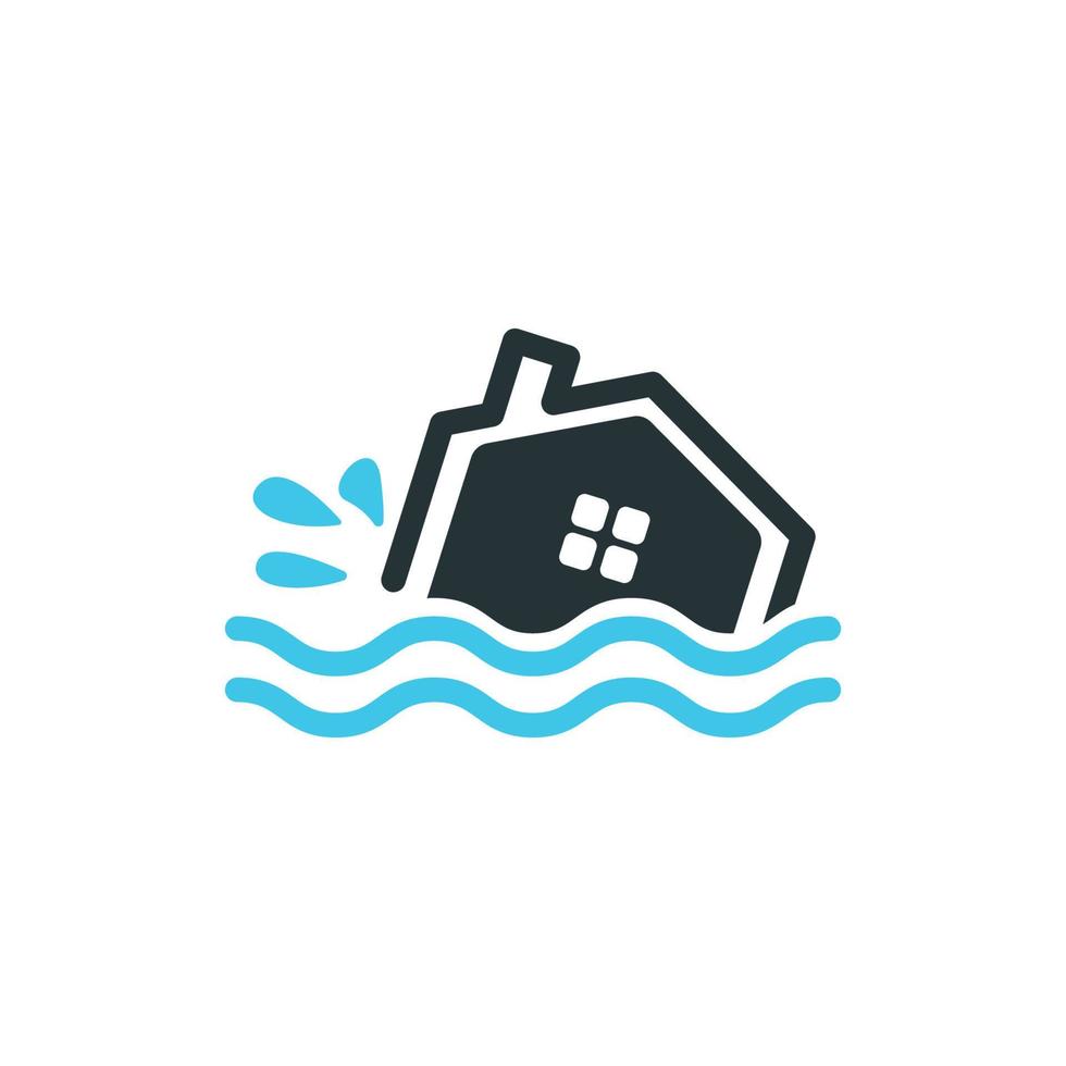 Flood disaster damage symbol logo illustration vector