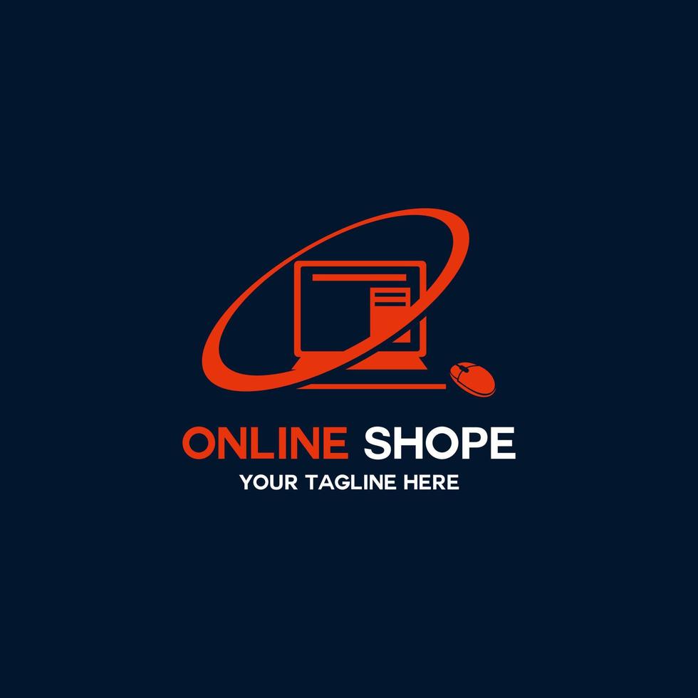 Online Shop Logo Template with dark blue Background. Suitable for your design need, logo, illustration, animation, etc. vector
