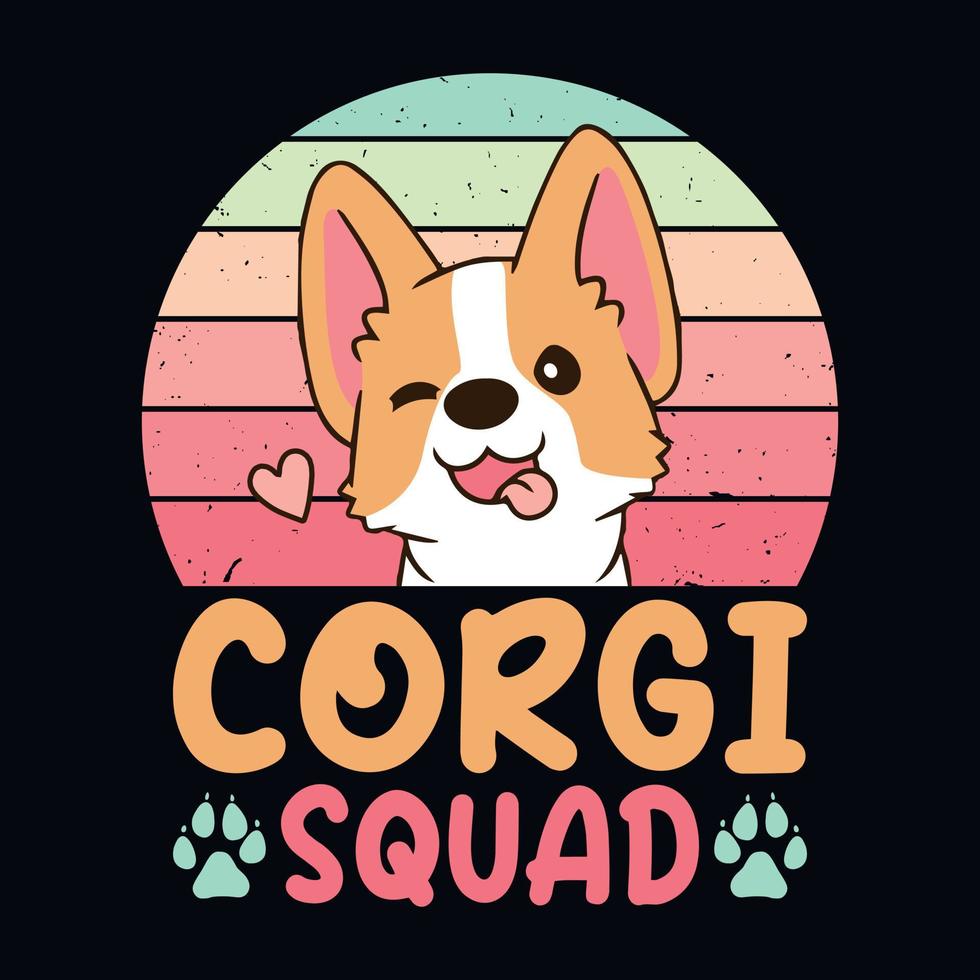 escuadrón corgi - vector de diseño de perro corgi retro