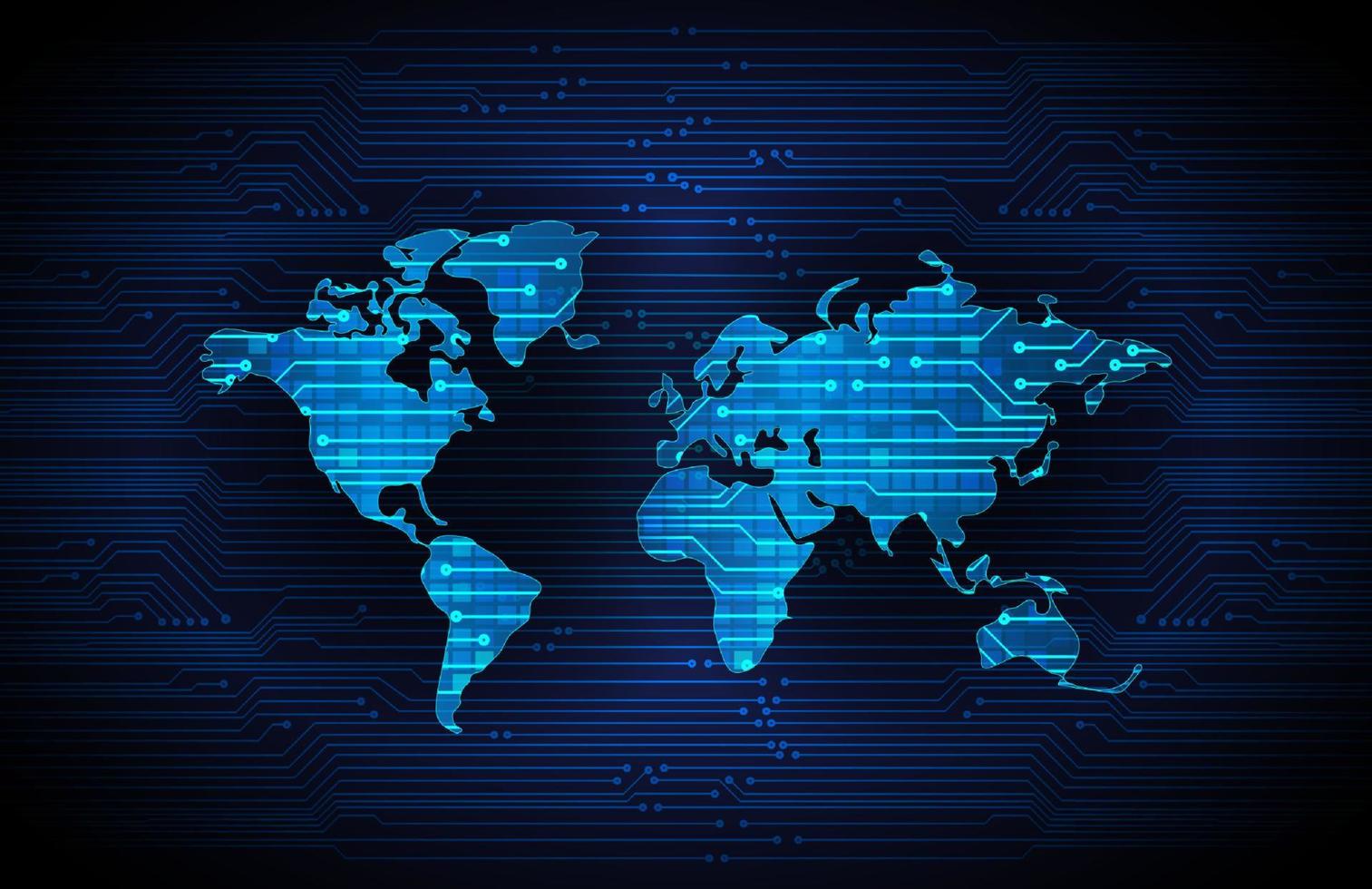 holograma de mapa del mundo moderno sobre fondo de tecnología vector