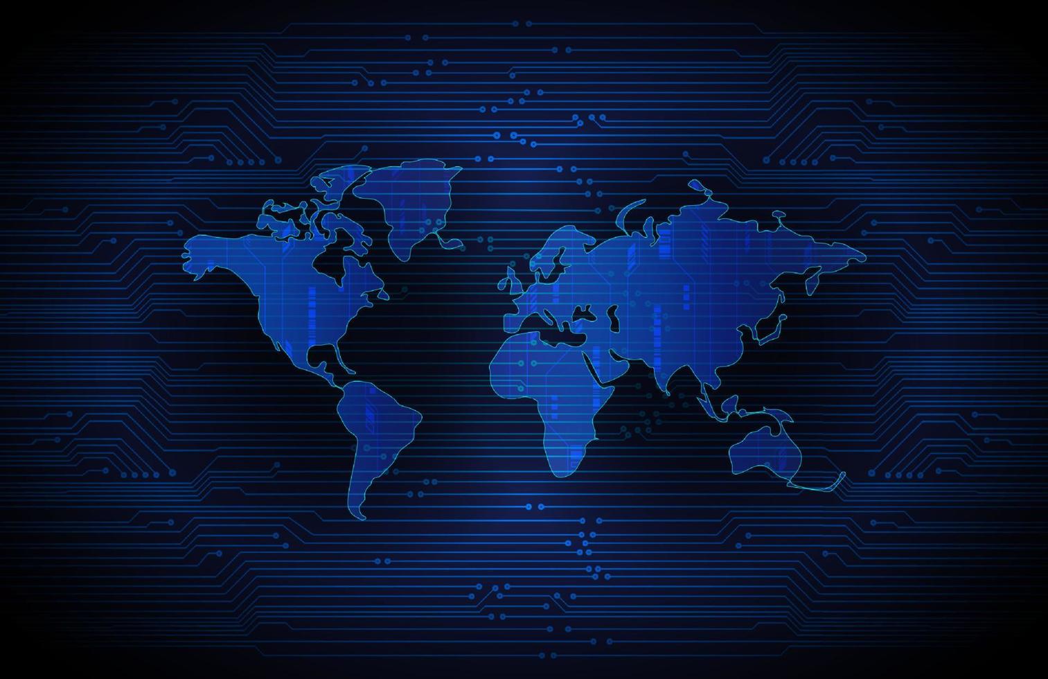 holograma de mapa del mundo moderno sobre fondo de tecnología vector