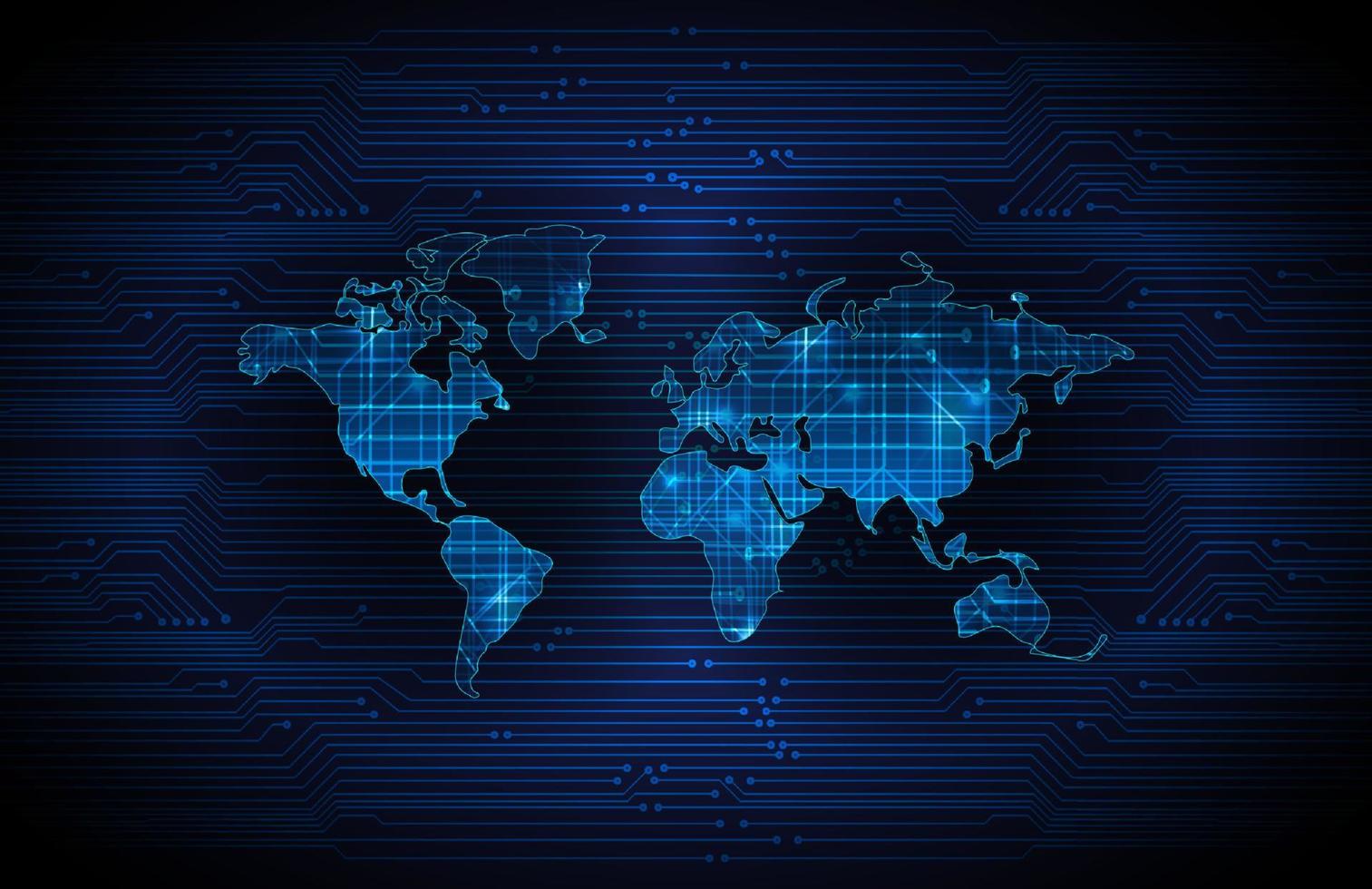 holograma de mapa del mundo moderno sobre fondo de tecnología vector