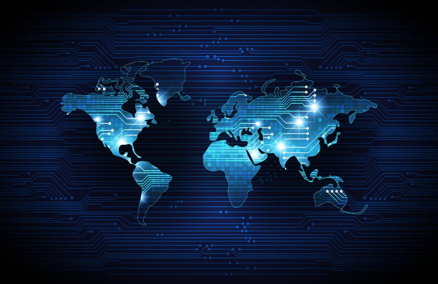 holograma de mapa del mundo moderno sobre fondo de tecnología vector