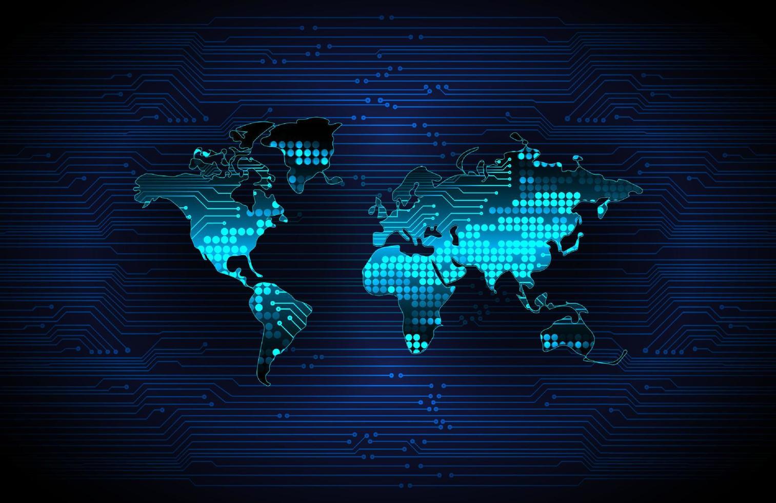 holograma de mapa del mundo moderno sobre fondo de tecnología vector