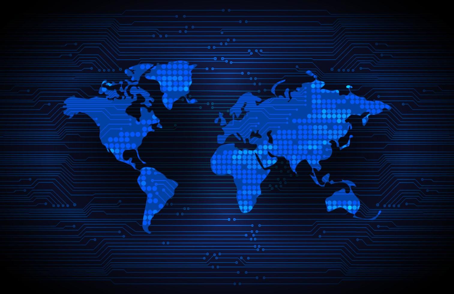 holograma de mapa del mundo moderno sobre fondo de tecnología vector