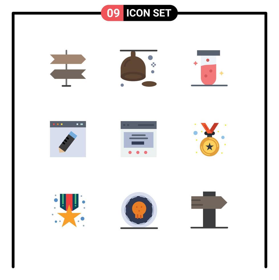 Set of 9 Vector Flat Colors on Grid for interface graphic medical education design Editable Vector Design Elements