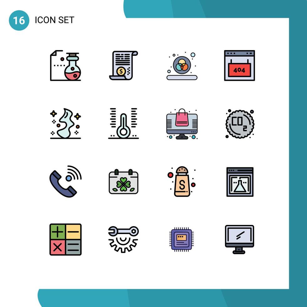16 iconos creativos signos y símbolos modernos de humo seo error de página de color elementos de diseño de vectores creativos editables