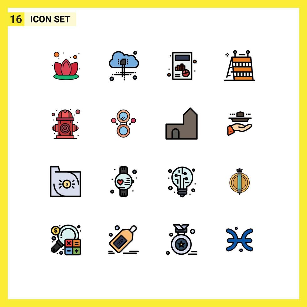 Set of 16 Modern UI Icons Symbols Signs for life control chart city equipment Editable Creative Vector Design Elements