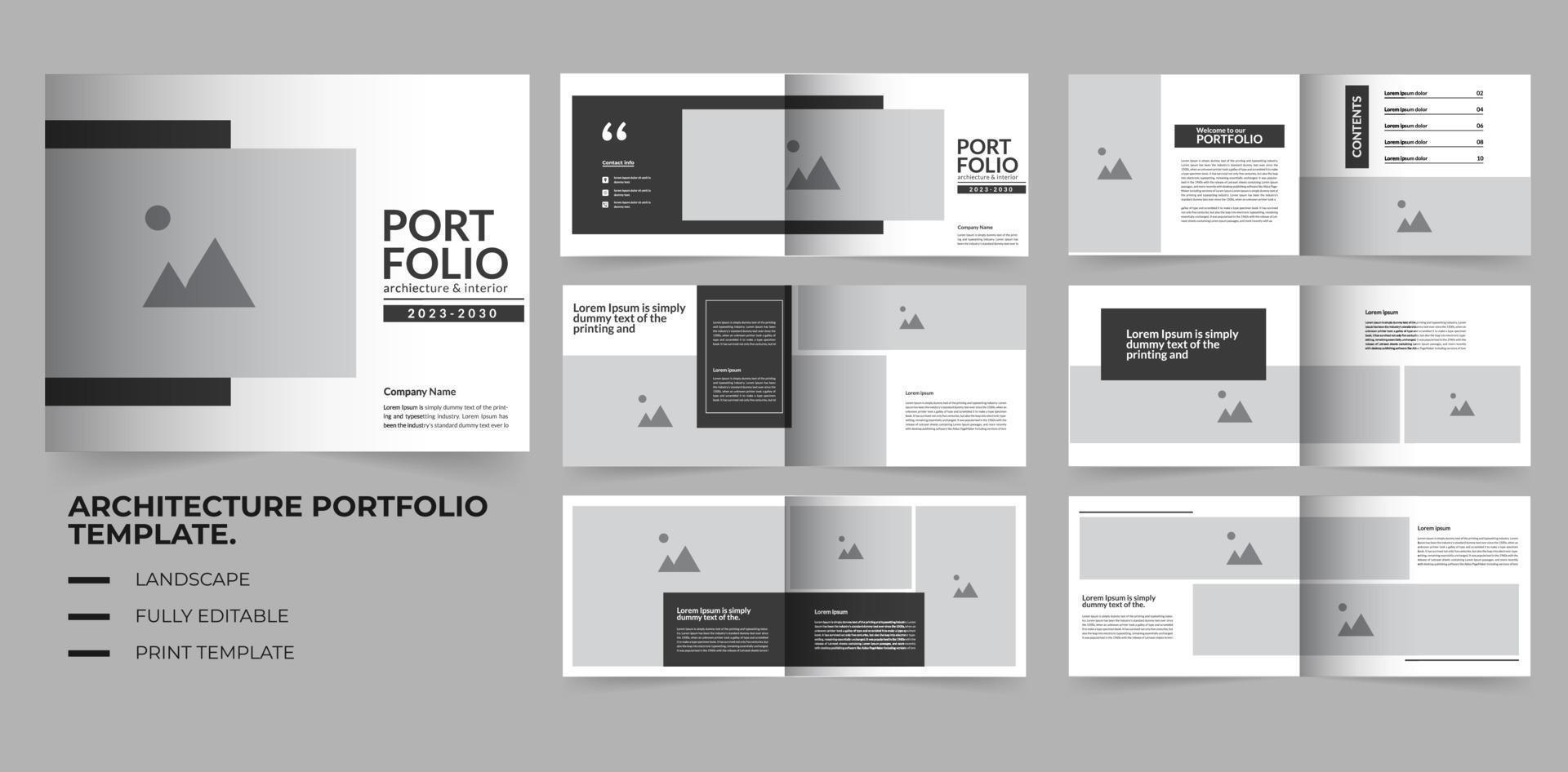 Portfolio design architecture and interior portfolio template vector