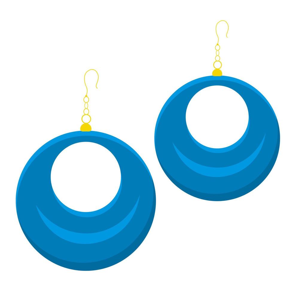 Round earrings in the style of the 90s. Accessories of the 80s. jewelry Vector isolated illustration on a white background.