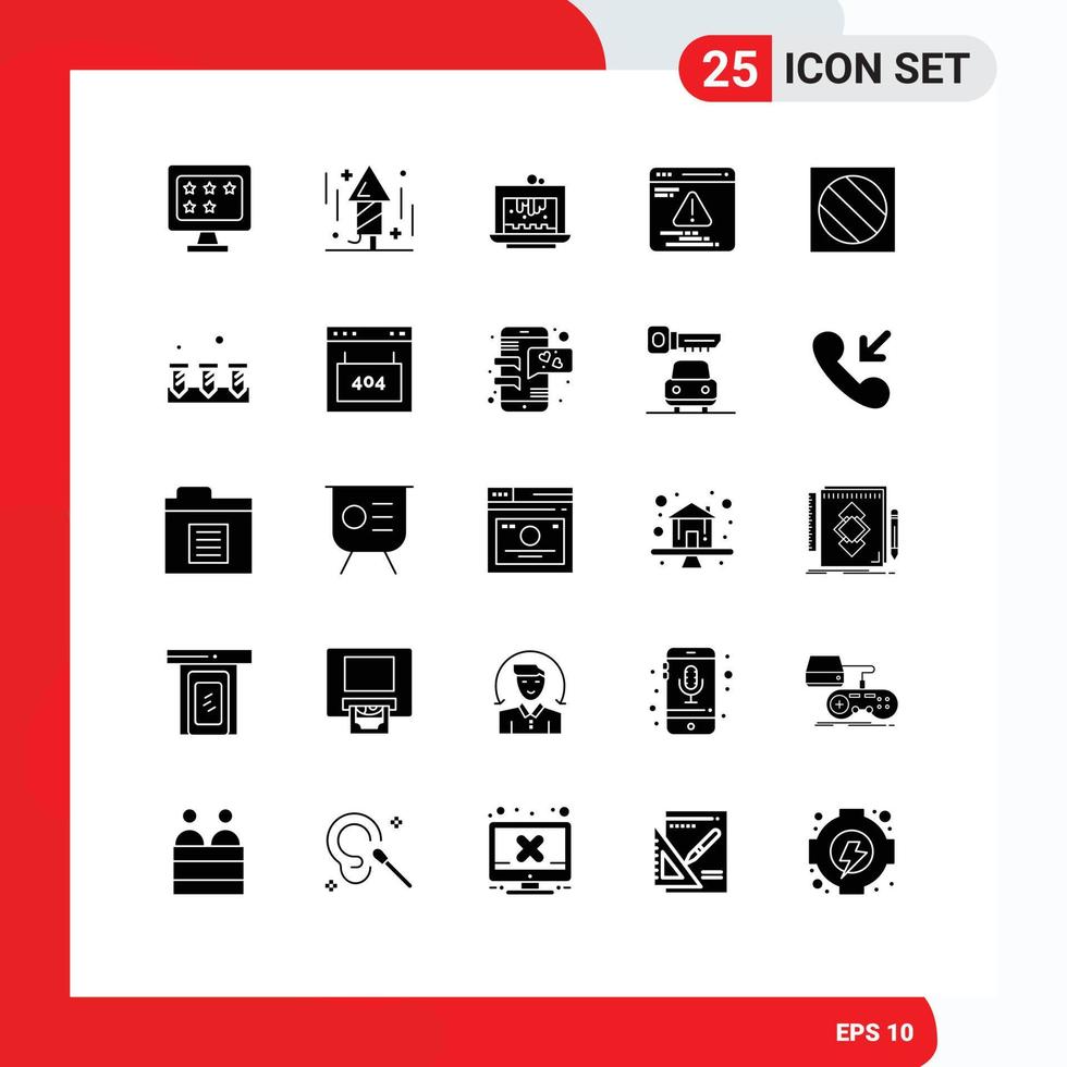 Mobile Interface Solid Glyph Set of 25 Pictograms of editing error baking web dessert Editable Vector Design Elements