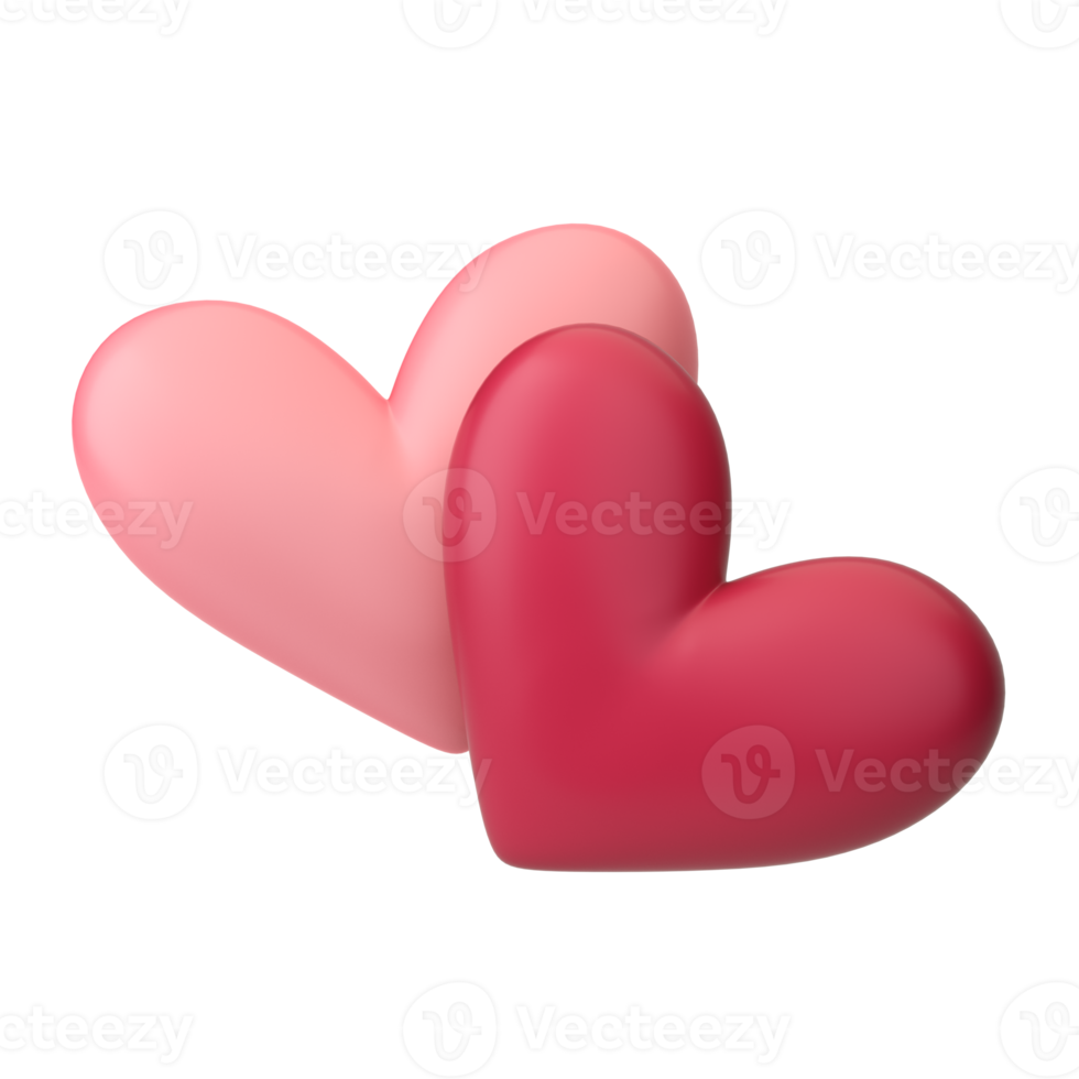 3d hearts icon. Concept of love day, Valentines day, likes, wedding event. 3d high quality render isolated png