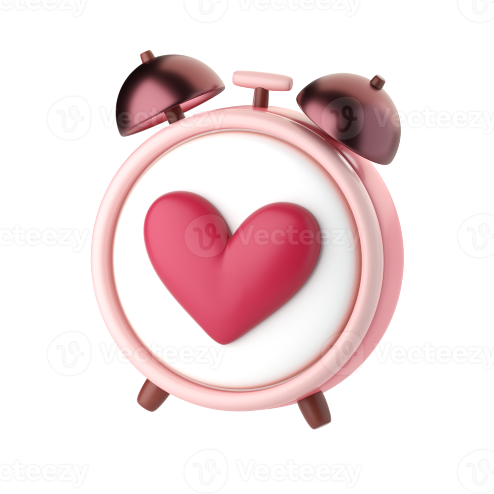 3d clock with hearts icon. png