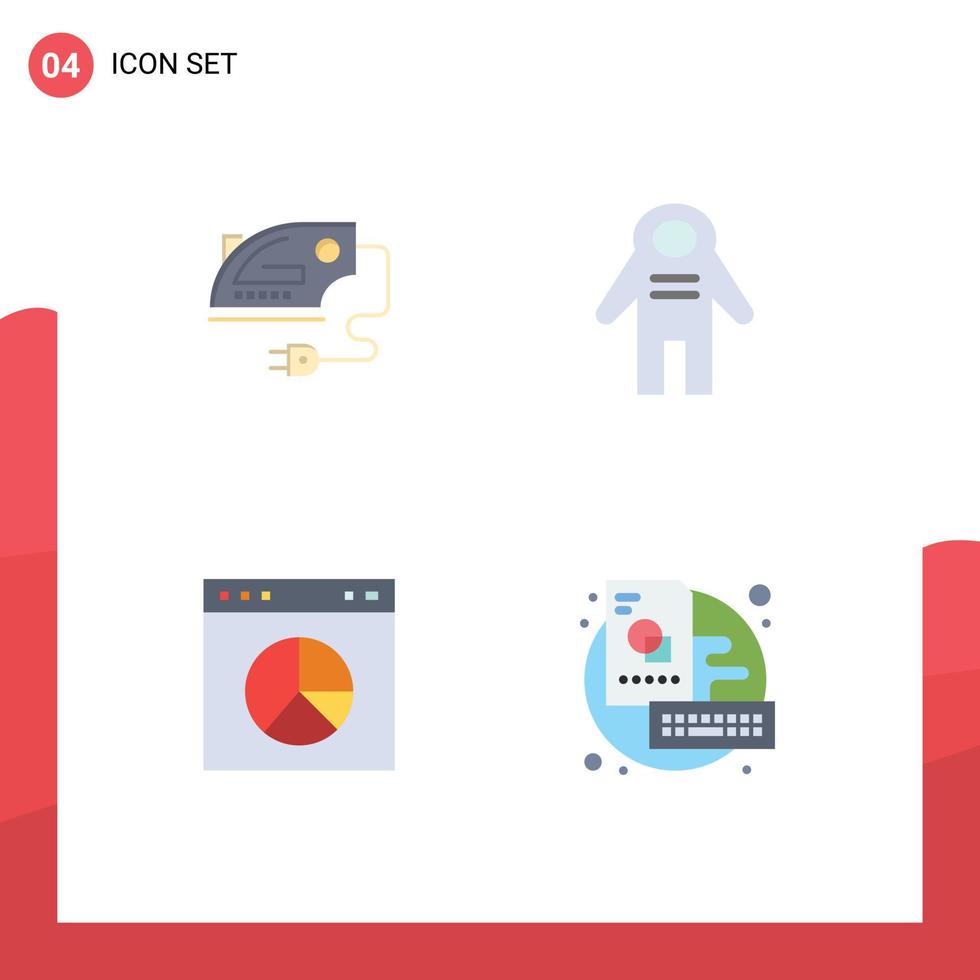 Group of 4 Modern Flat Icons Set for electric internet machine people website Editable Vector Design Elements