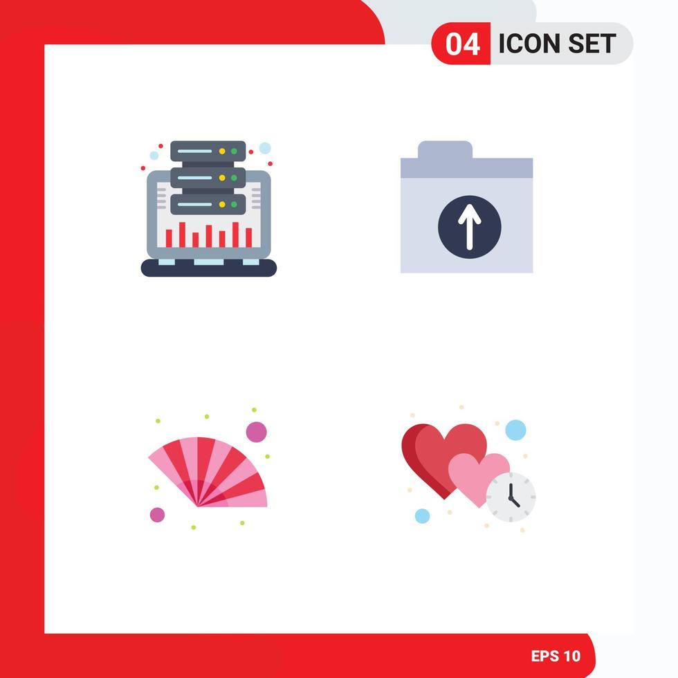 Flat Icon Pack of 4 Universal Symbols of analysis hand fan statistic folder wind Editable Vector Design Elements