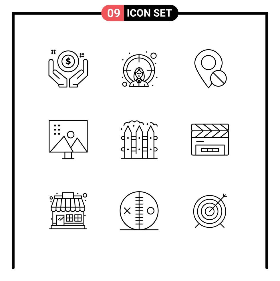 Set of 9 Vector Outlines on Grid for photo retouching modify photographs location image editing medical Editable Vector Design Elements