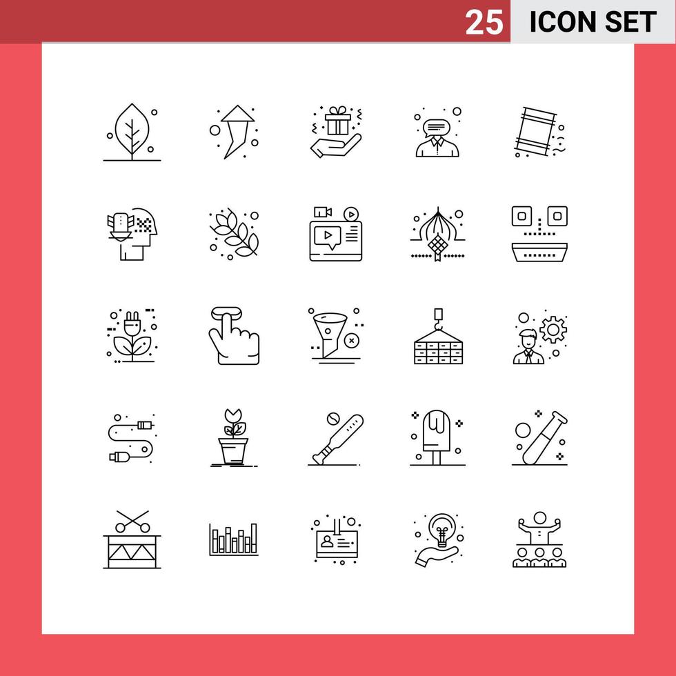 Pack of 25 Modern Lines Signs and Symbols for Web Print Media such as pollution environment box barrels help Editable Vector Design Elements