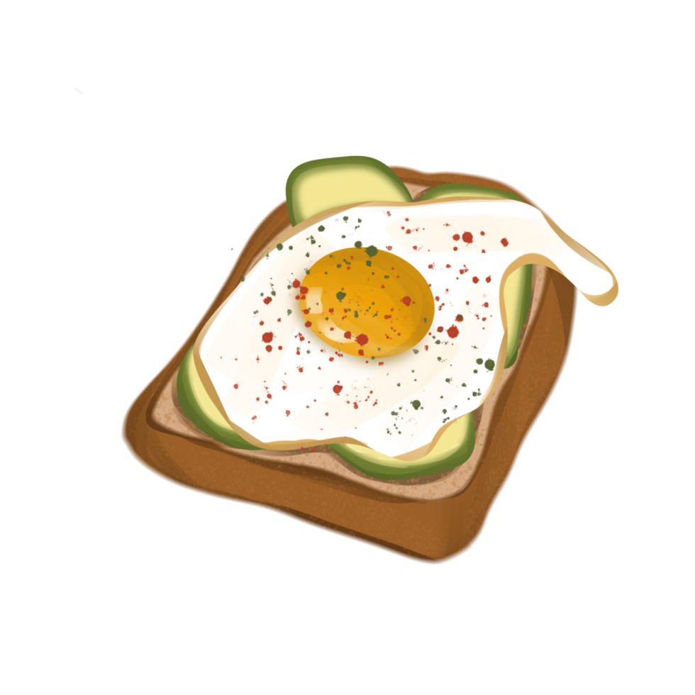 bread with egg and avocado png