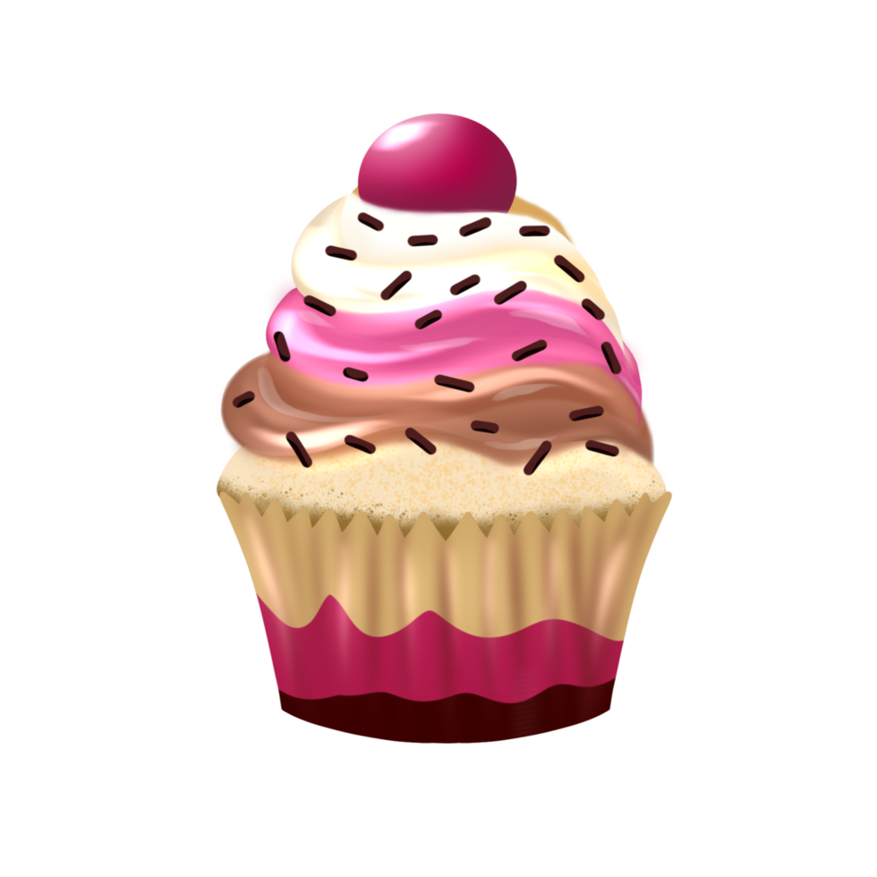 ilustração gráfica pose cupcake bolo de cereja sobremesa png