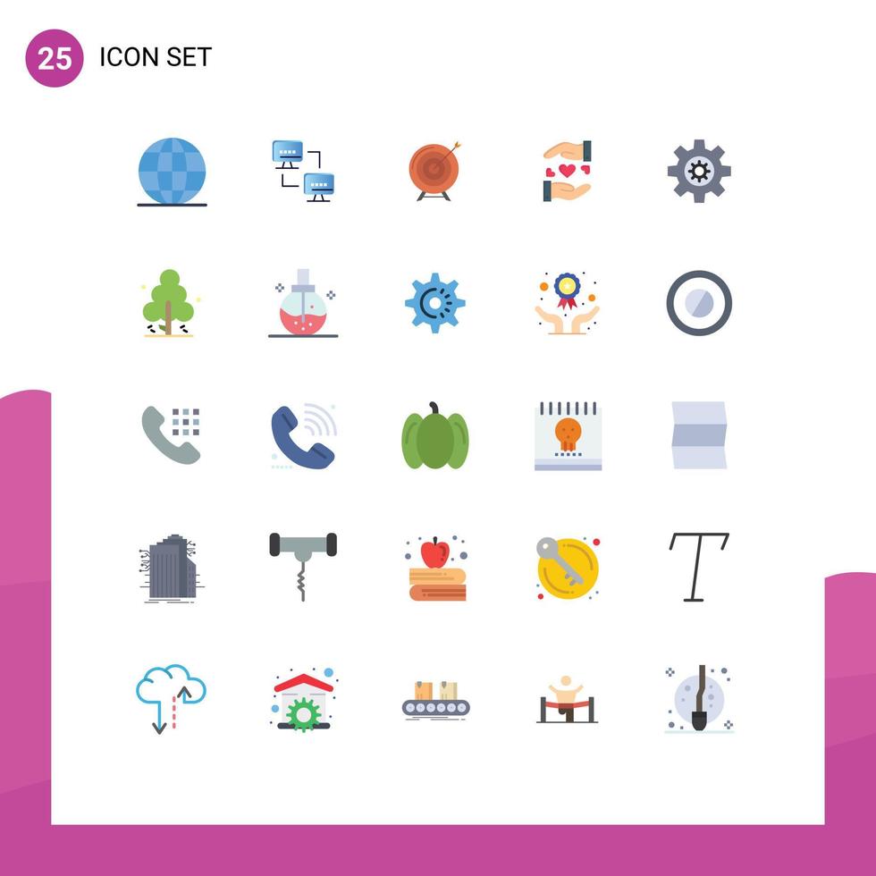 Stock Vector Icon Pack of 25 Line Signs and Symbols for heart love target success goal Editable Vector Design Elements