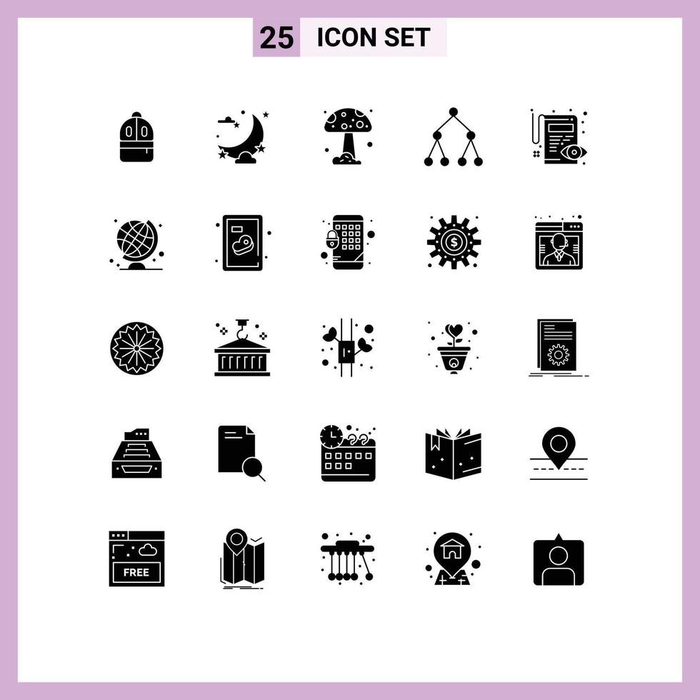 Universal Icon Symbols Group of 25 Modern Solid Glyphs of view edit forest document social Editable Vector Design Elements