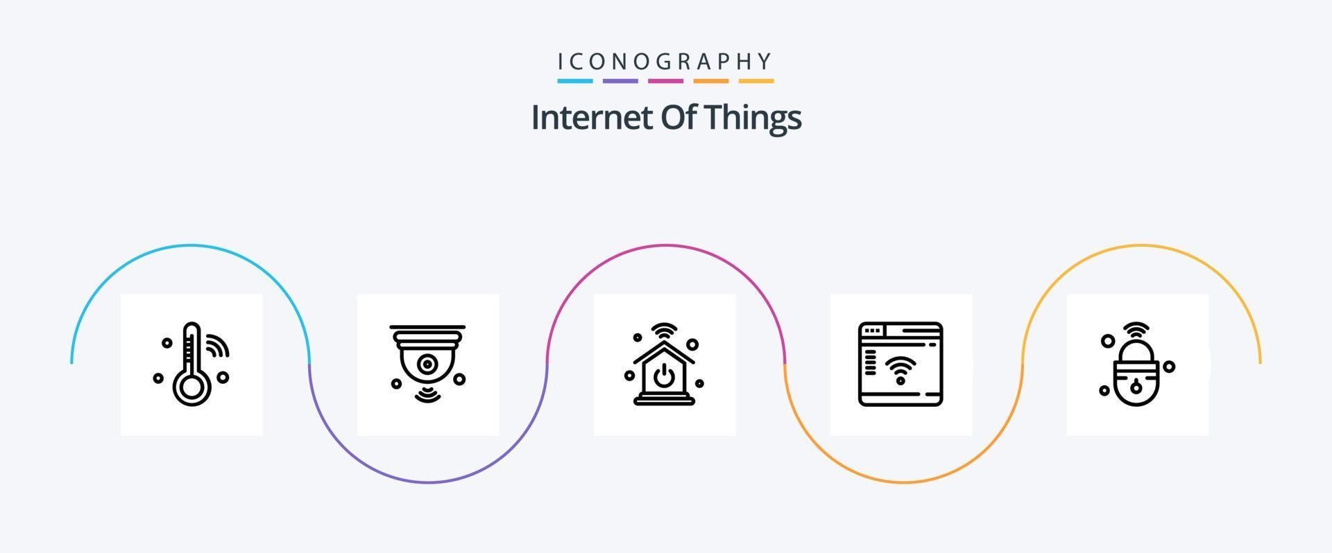 Internet Of Things Line 5 Icon Pack Including iot. webpage. wifi. router. internet vector