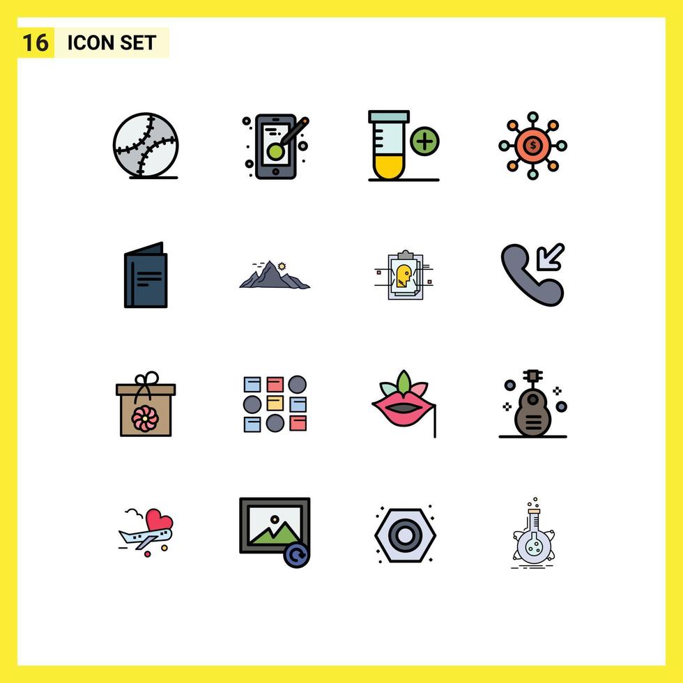 Universal Icon Symbols Group of 16 Modern Flat Color Filled Lines of card financial add seeding money Editable Creative Vector Design Elements