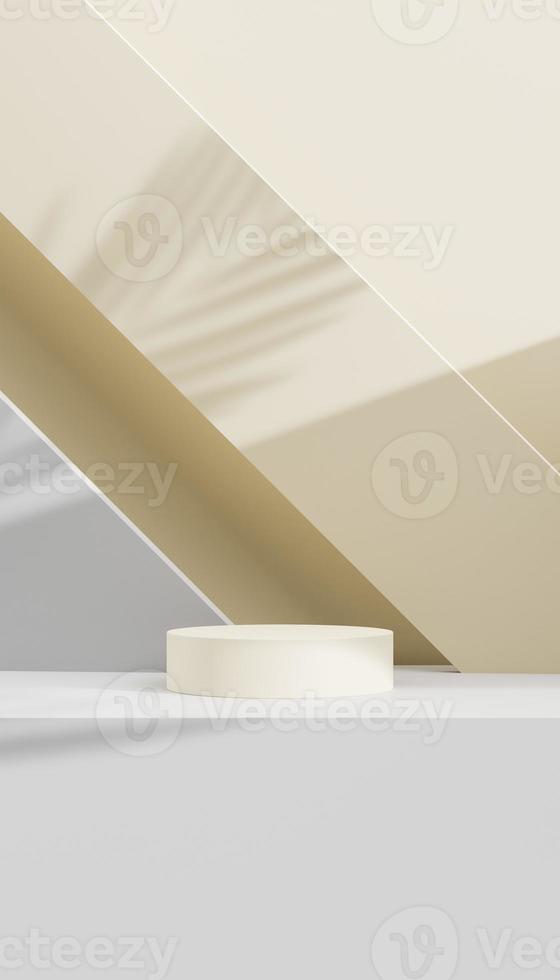 3D rendering of podium geometry. Abstract pastel geometric shape blank platform. Empty showcase pedestal product display for cosmetic presentation. Minimal composition photo