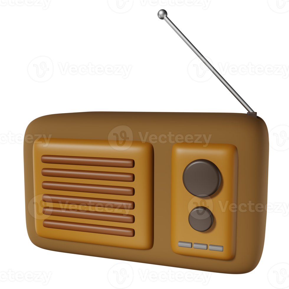 ilustração 3d de rádio isolada em fundo transparente png